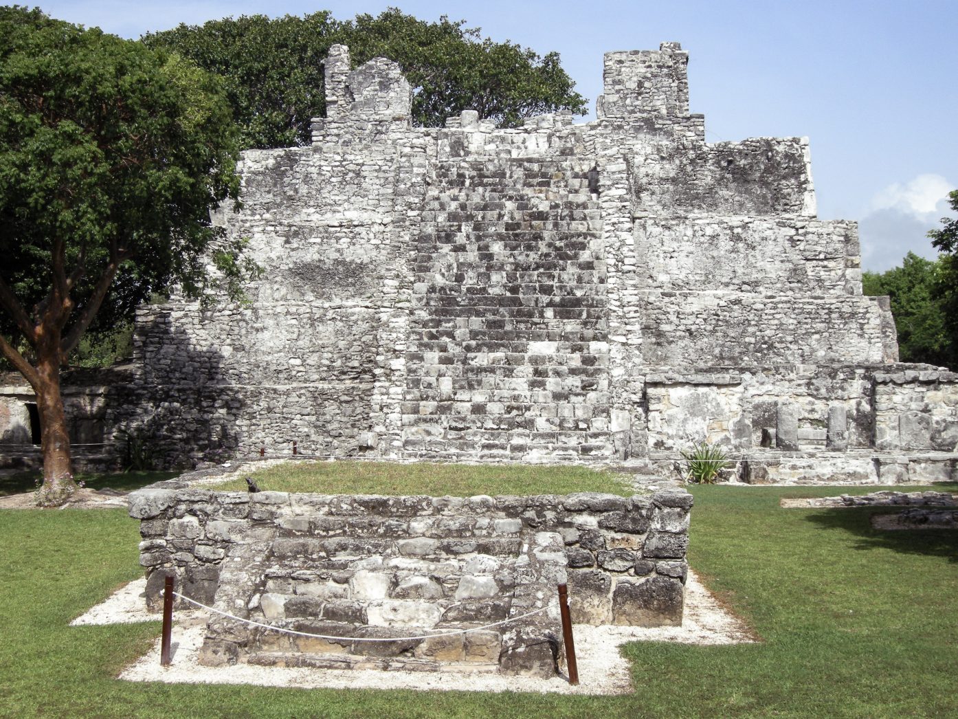 El Castillo Mayan pyramid in El Meco ruins in Cancun.