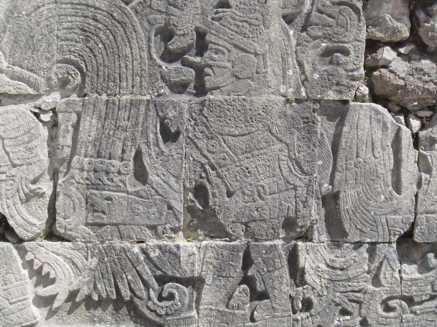 Mayan stone carving in Cancun, Mexico