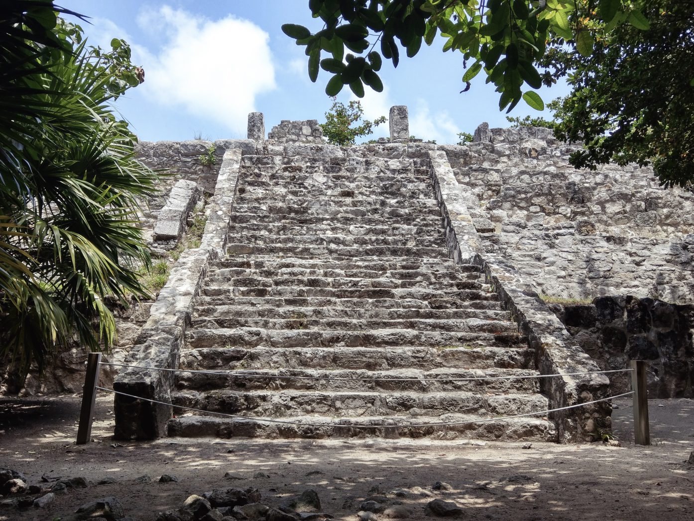 Stairs leading up a San Miguelito Ruin and Mayan Museum of Cancun
