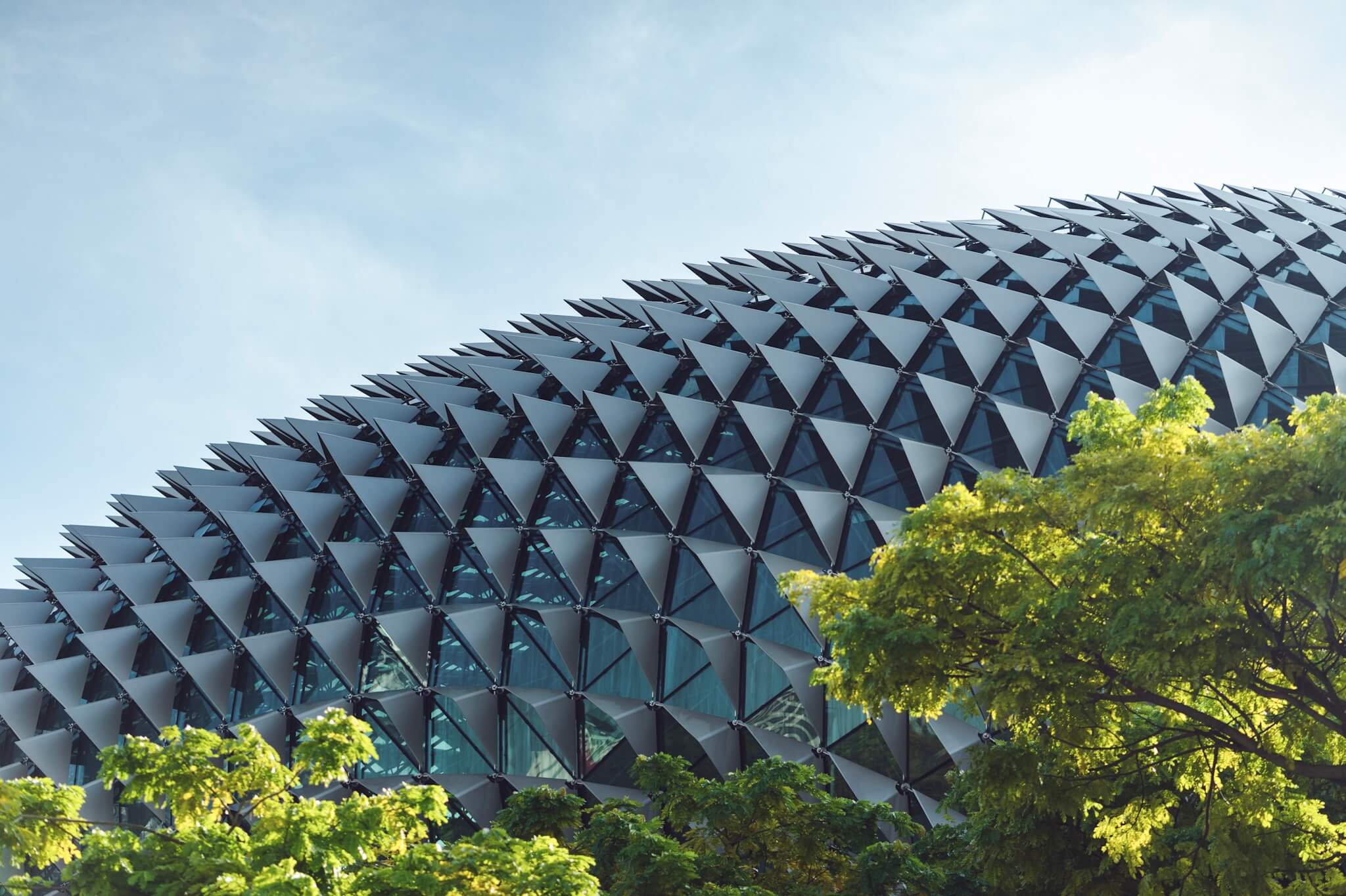 the durian like shape of the esplanade theatre roof in Singpore